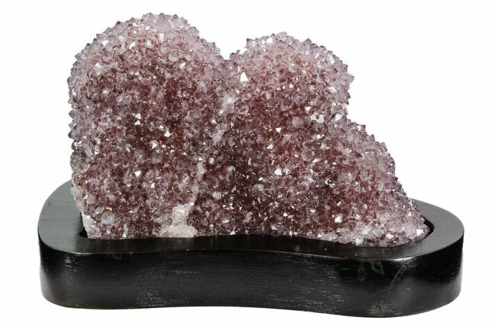 Wide, Purple Amethyst Crystal Cluster On Wood Base - Uruguay #101364